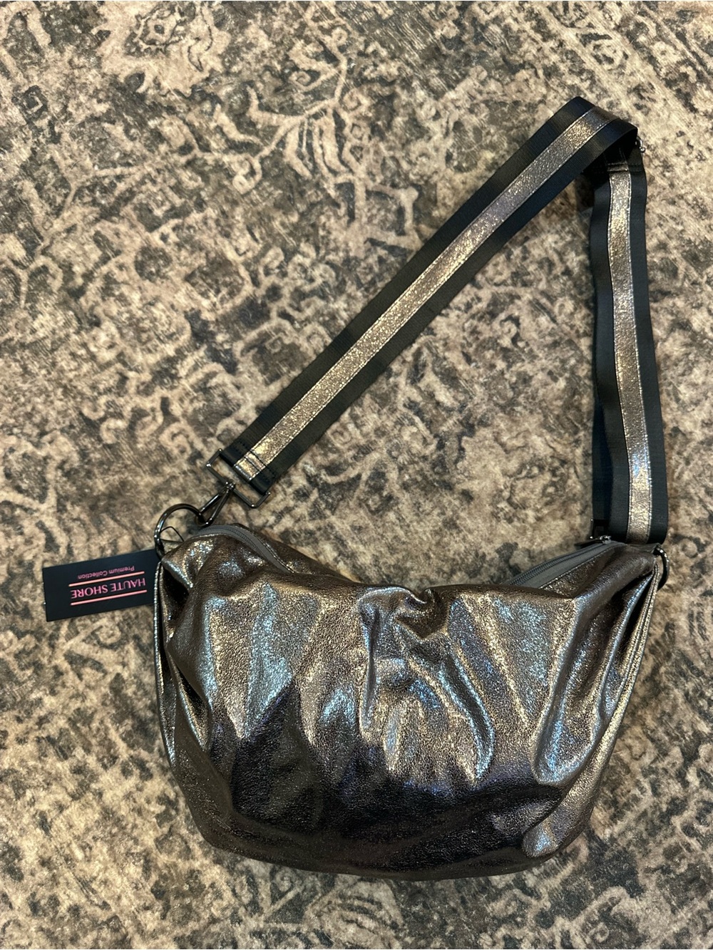Haute Shore Metallic Silver Crossbody Bag